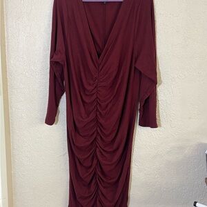 Torrid 3 Burgundy Ruched Dress